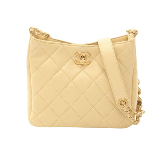 Chanel Bag | Small Matelasse Hobo Bag Light Yellow Lambskin