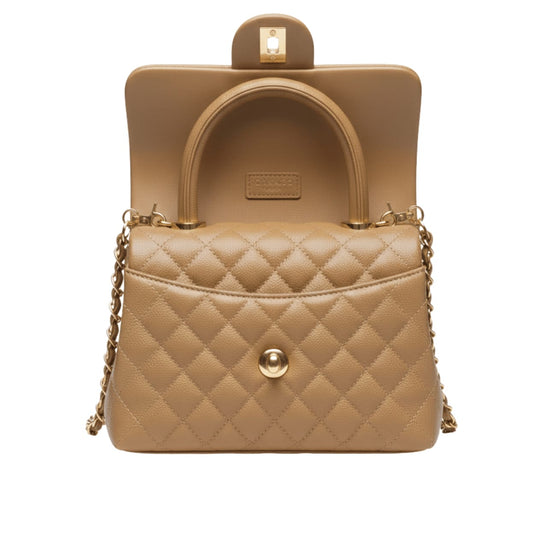 Chanel Bag | Mini Coco Handle Flap Bag Caramel Beige Caviar Leather