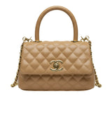 Chanel Bag | Mini Coco Handle Flap Bag Caramel Beige Caviar Leather