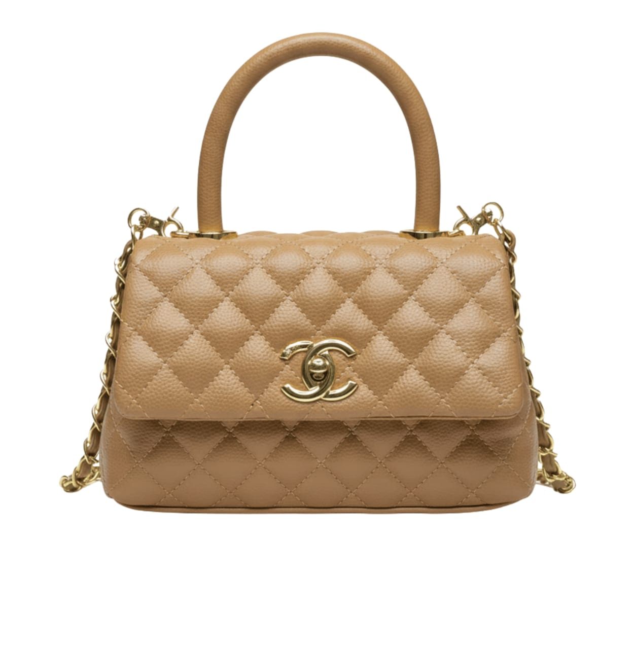 Chanel Bag | Mini Coco Handle Flap Bag Caramel Beige Caviar Leather