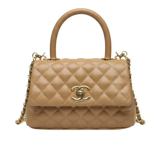 Chanel Bag | Mini Coco Handle Flap Bag Caramel Beige Caviar Leather