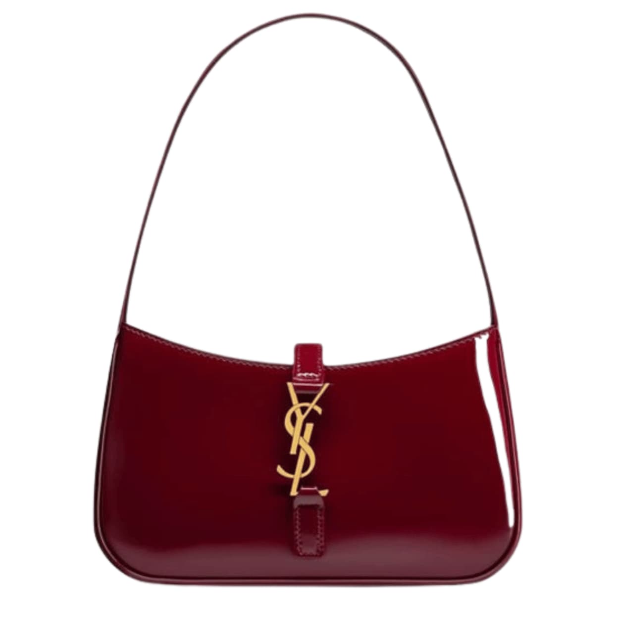 YSL Bag | Le 5 À 7 Mini Patent-Leather Shoulder Bag Dark Red