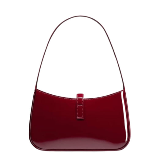 YSL Bag | Le 5 À 7 Mini Patent-Leather Shoulder Bag Dark Red