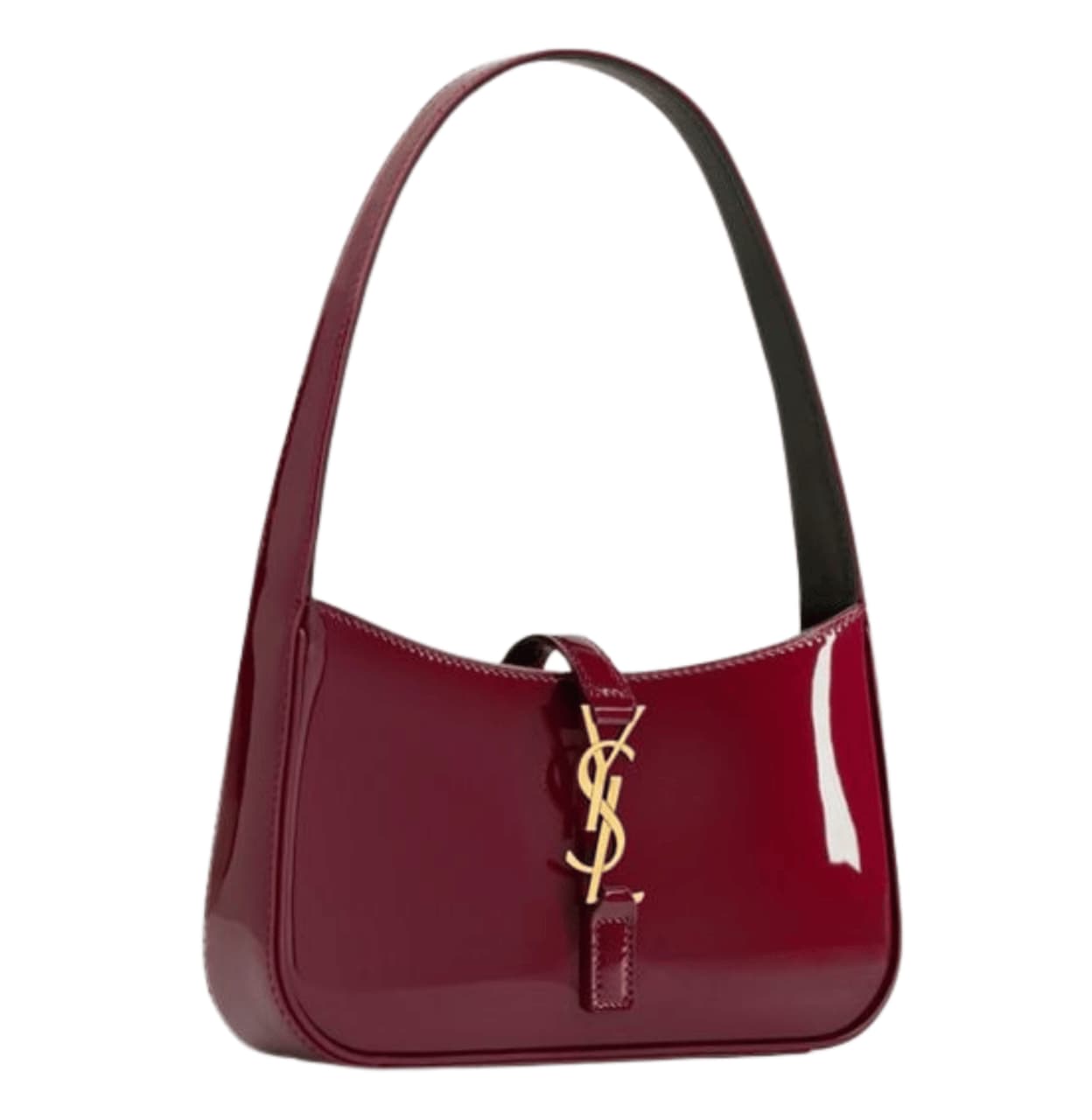 YSL Bag | Le 5 À 7 Mini Patent-Leather Shoulder Bag Dark Red