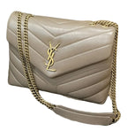 YSL Bag | Loulou Small Chain Bag Taupe Calfskin Leather