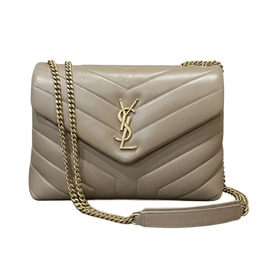 YSL Bag | Loulou Small Chain Bag Taupe Calfskin Leather