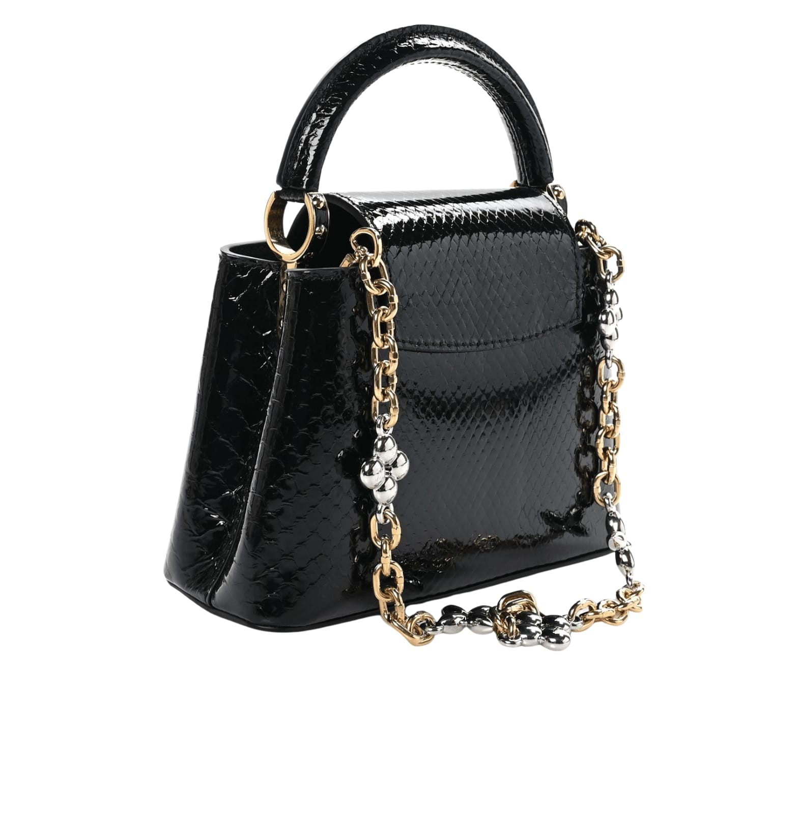 Louis Vuitton Bag | Snakeskin Flower Chain Capucines Mini Bag Black