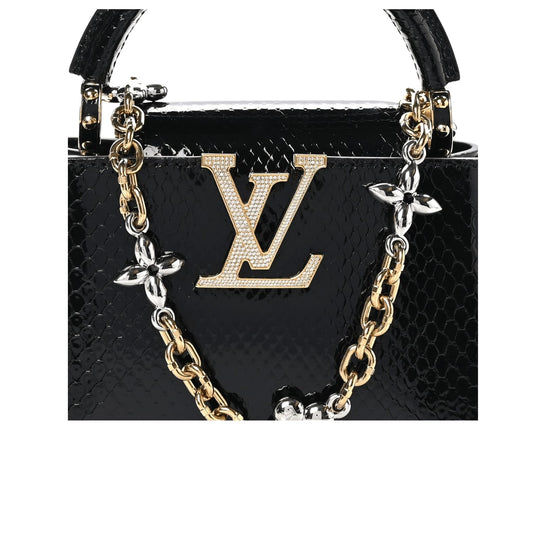 Louis Vuitton Bag | Snakeskin Flower Chain Capucines Mini Bag Black
