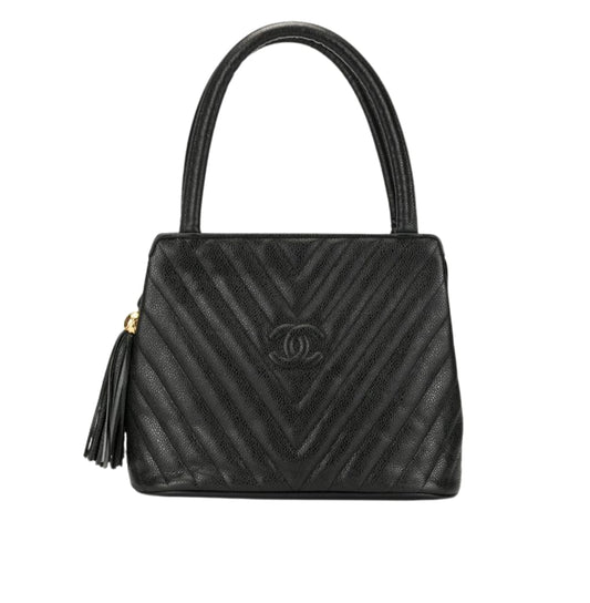 Chanel Bag | V-stitch Top-handle Bag In Caviar Leather