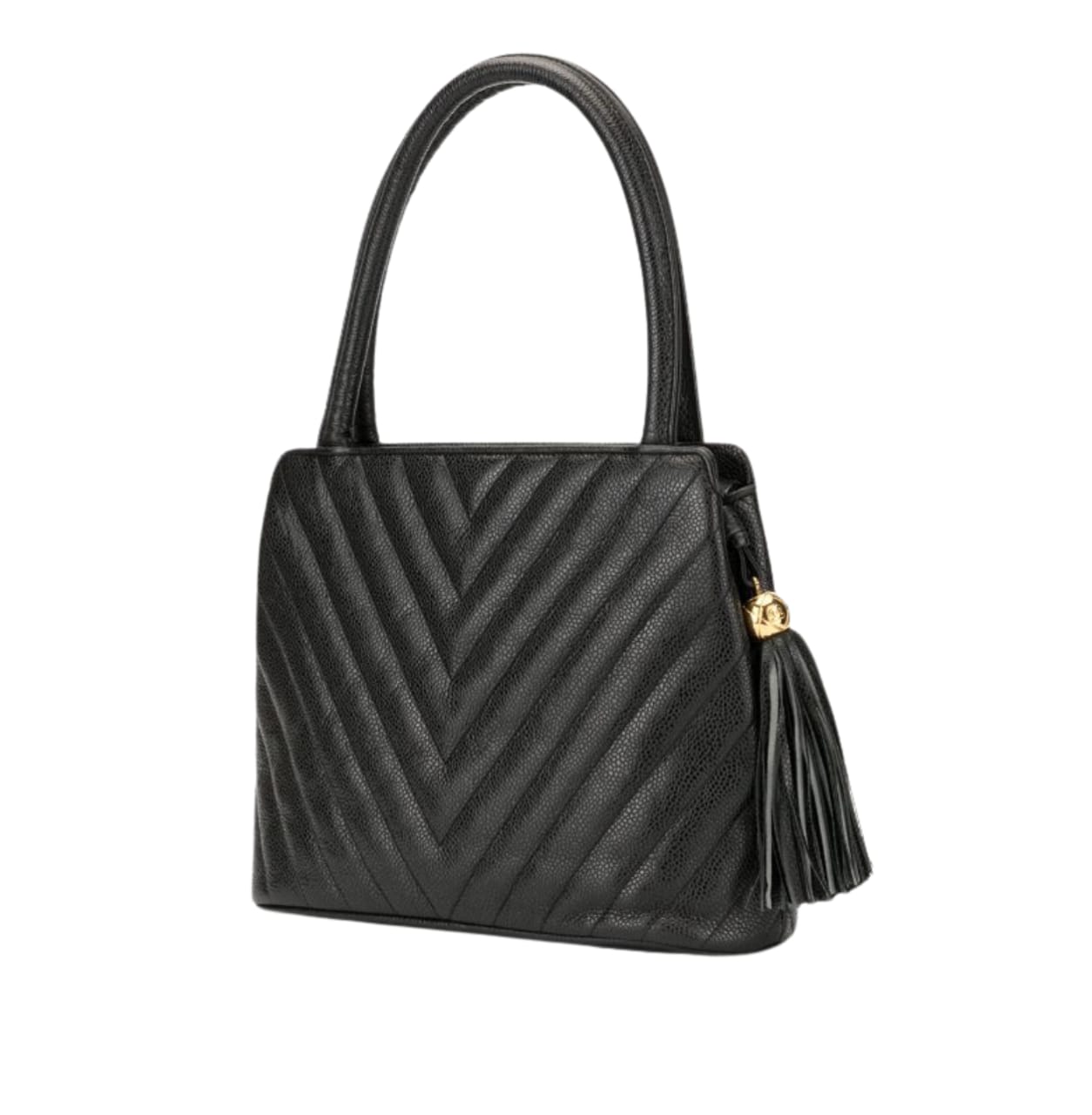 Chanel Bag | V-stitch Top-handle Bag In Caviar Leather