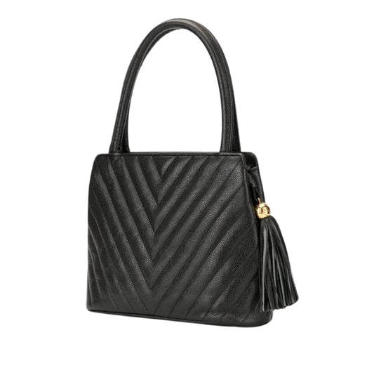Chanel Bag | V-stitch Top-handle Bag In Caviar Leather