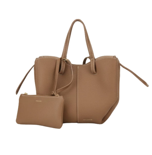 Polène Bag | Cyme Mini Bag In Textured Camel Leather