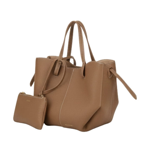 Polène Bag | Cyme Mini Bag In Textured Camel Leather