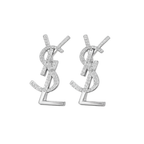 YSL Jewelry | Cassandre Opyum Stud Earrings Silver Crystals