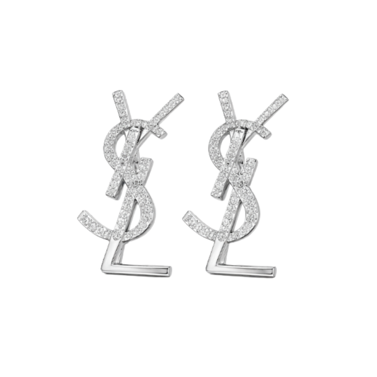 YSL Jewelry | Cassandre Opyum Stud Earrings Silver Crystals