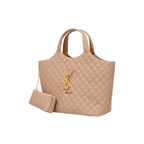YSL Bag | Icare Maxi Quilted Suede Beige