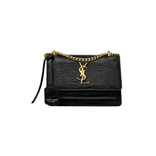 YSL Bag | Sunset Medium Croc-Embossed Leather