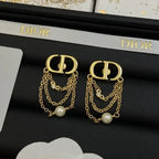 Dior Jewelry | Pearl Chain Drop Earring Gold