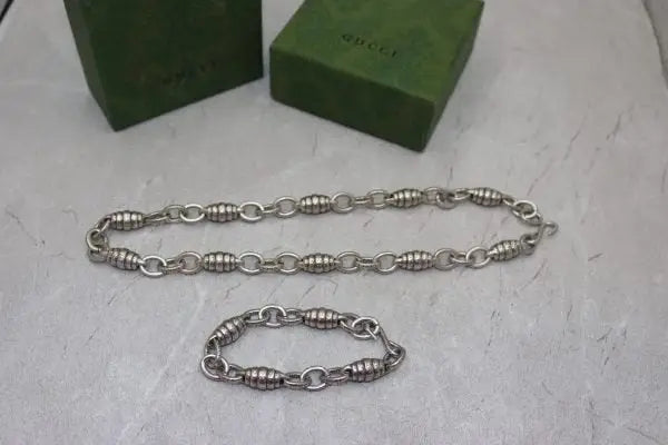 Gucci Jewelry | Chunky Chain Necklace Bracelet Set Silver