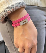 Messika Jewelry Leather Double Wrap Bracelet Pink Diamonds Jewelry premium replica - image 5