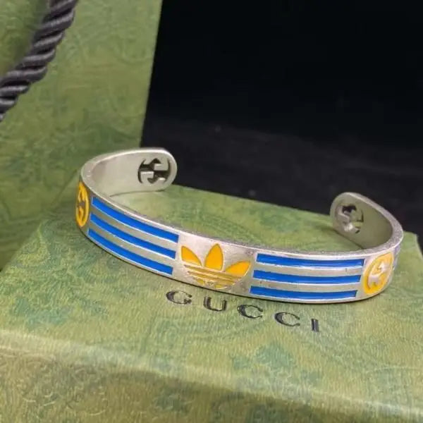 Gucci Jewelry | Adidas Striped Cuff Bracelet Silver Blue