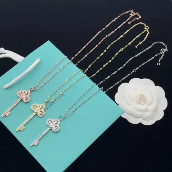 Tiffany & Co. Jewelry | Lock Shape Necklace Set Trio Gold Silver Pink Gold