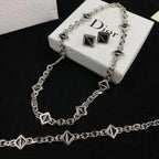 Dior Jewelry | Geometric Chain Necklace Bracelet Set Silver