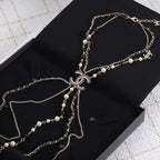 Chanel Jewelry | Long Bead Pearl CC Logo Sautoir Necklace Gold Tone