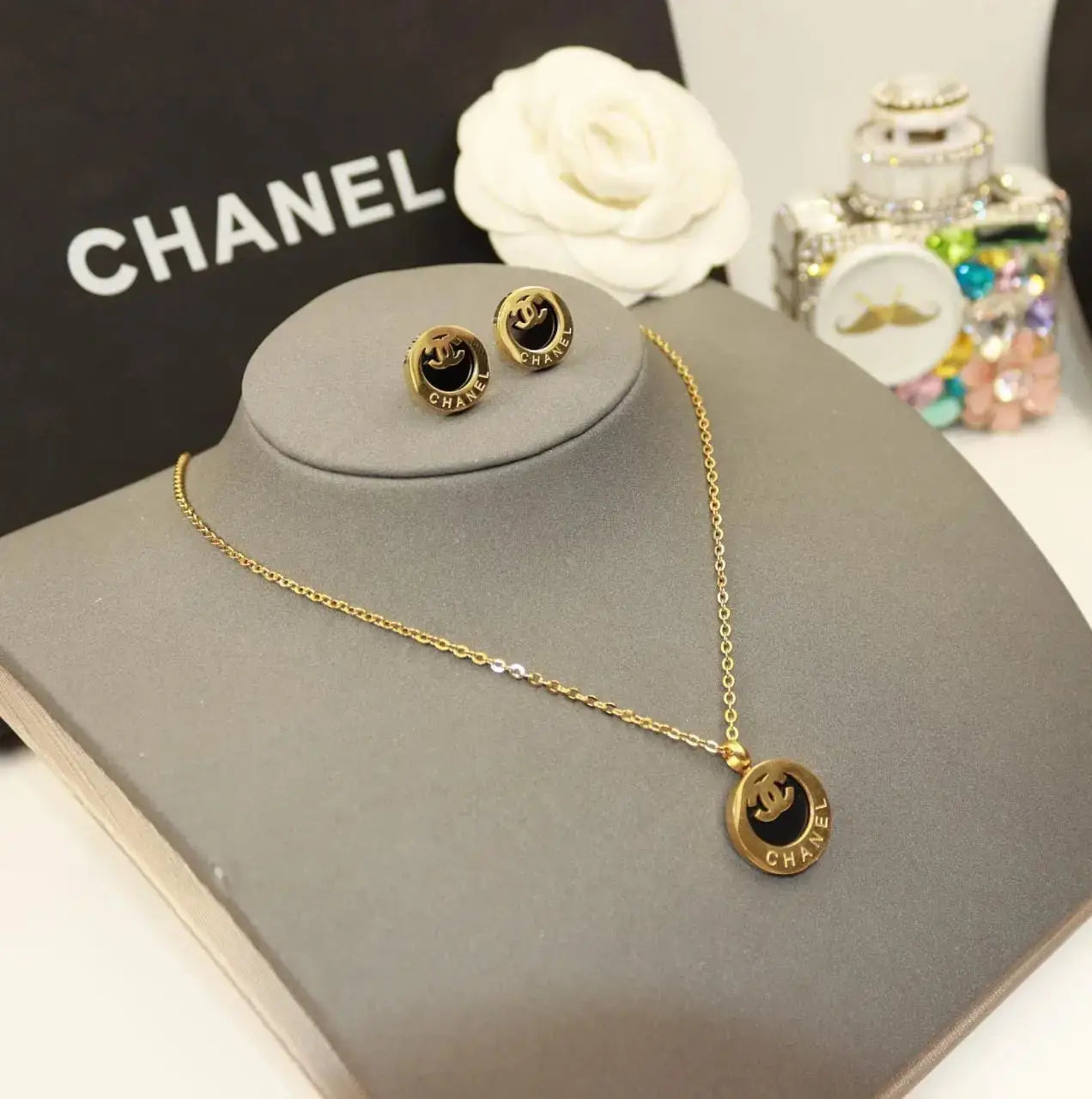 Chanel Jewelry | Vintage Inspired CC Medallion Gold Tone Resin