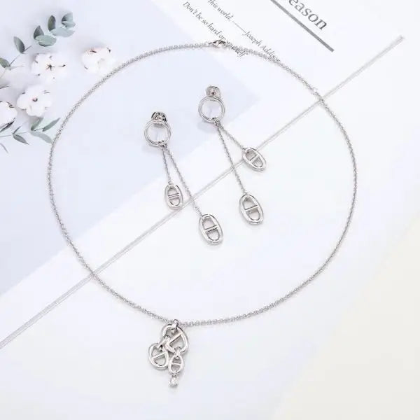 Dior Jewelry | Navy Necklace Earrings Set Gold