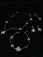 Gucci Jewelry | GG Flower Crystal Necklace Bracelet Set Silver