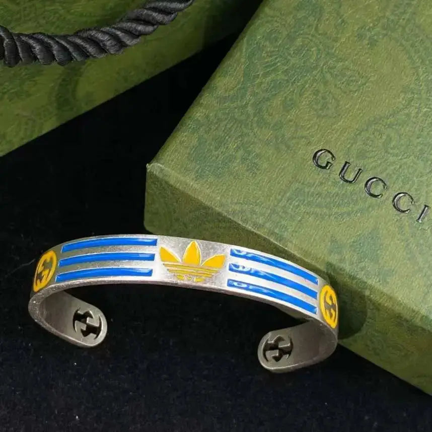 Gucci Jewelry | Adidas Striped Cuff Bracelet Silver Blue