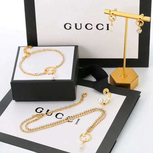 Gucci Jewelry | GG Crystal Pearl Bracelet Gold