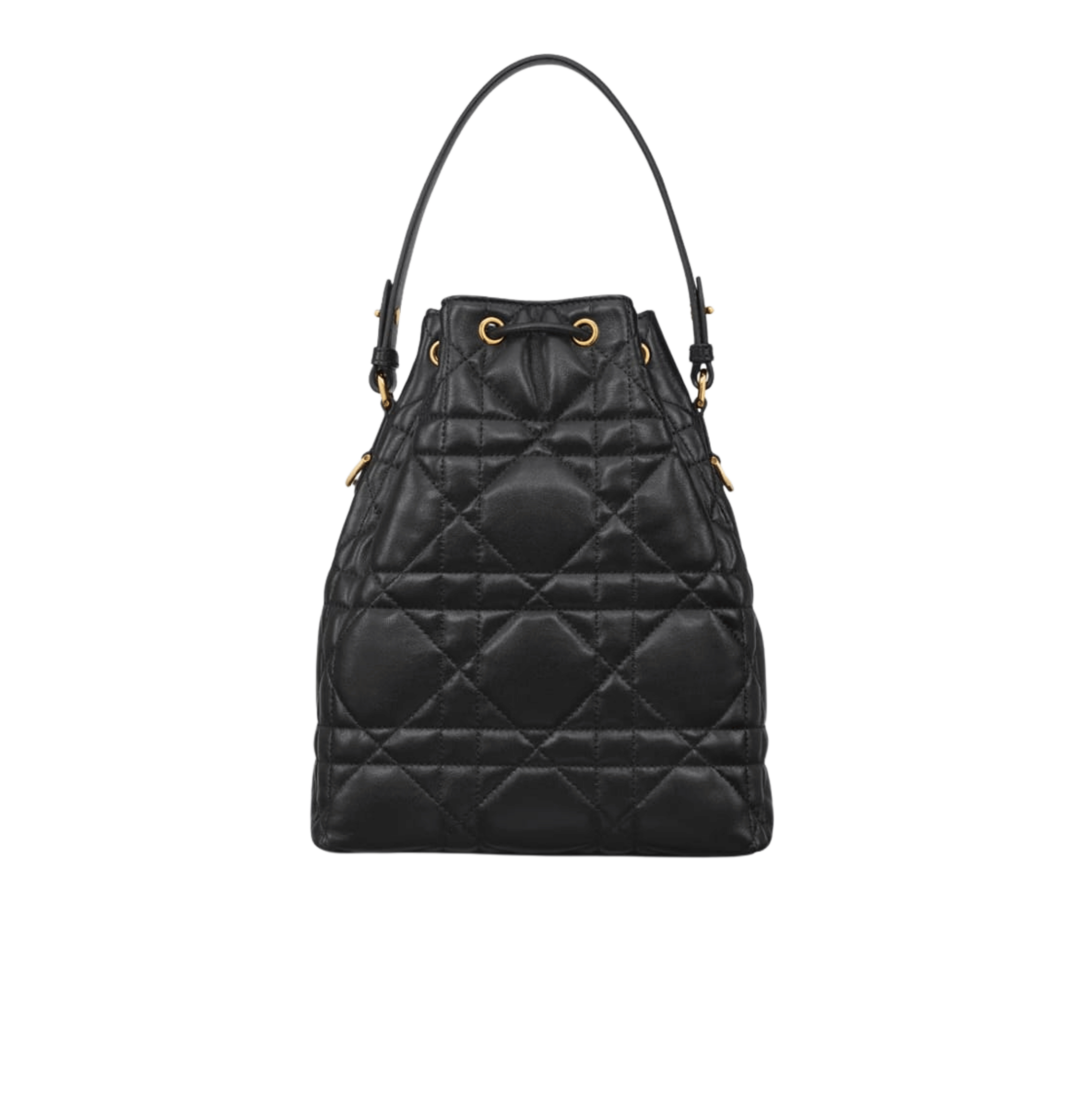 Dior Bag | Caro Bucket In Black Macrocannage Lambskin