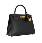 Hermès Bag | Kelly 28 Sellier Handbag Black Box Calfskin Leather Gold Hardware