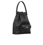 Dior Bag | Caro Bucket In Black Macrocannage Lambskin