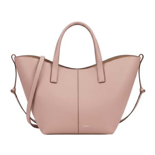 Polène Bag | Cyme Mini Bag Textured Pink Leather