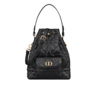 Dior Bag | Caro Bucket In Black Macrocannage Lambskin