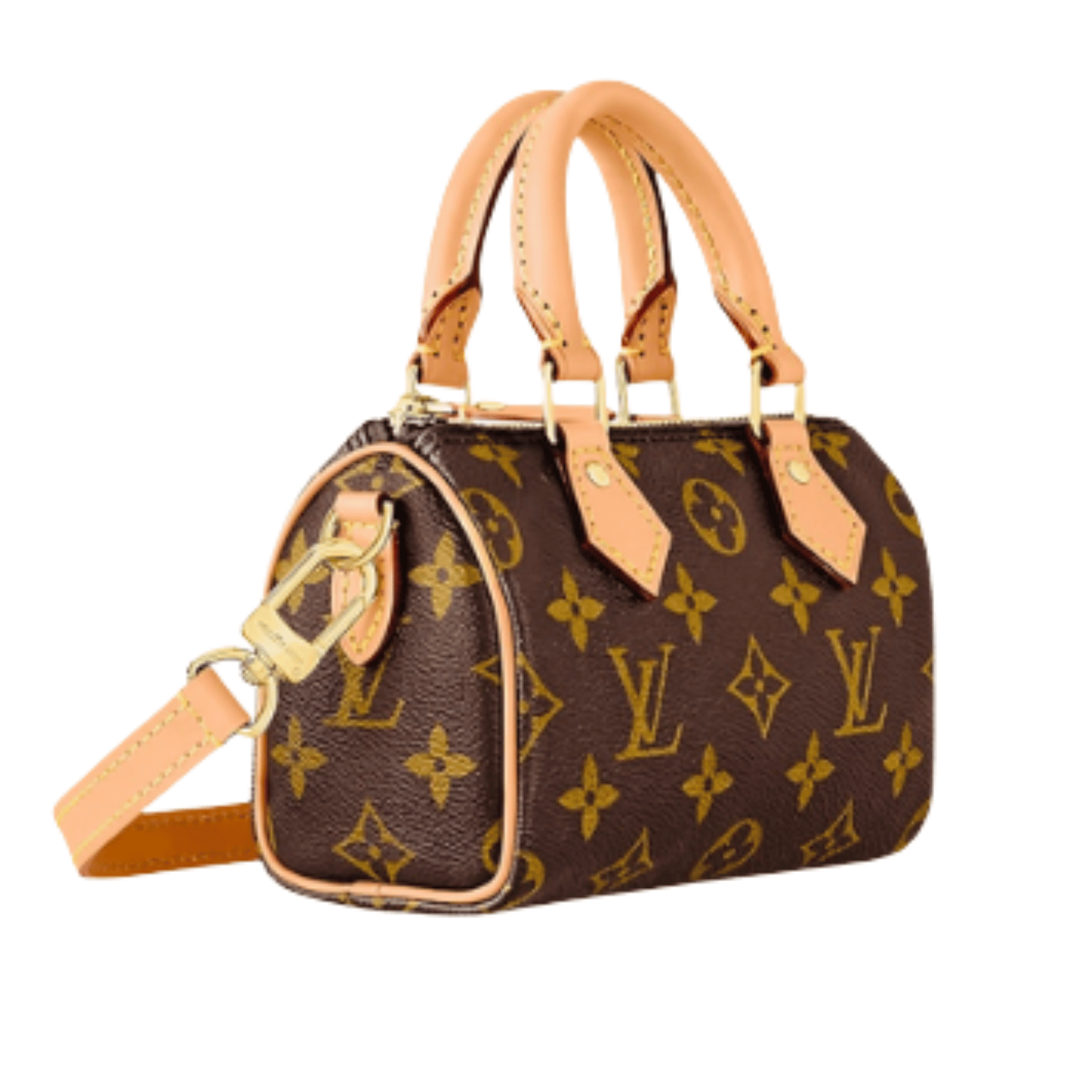 Louis Vuitton Bag | Nano Speedy Monogram Canvas Natural Cowhide Leather Trim