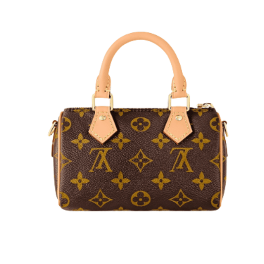 Louis Vuitton Bag | Nano Speedy Monogram Canvas Natural Cowhide Leather Trim