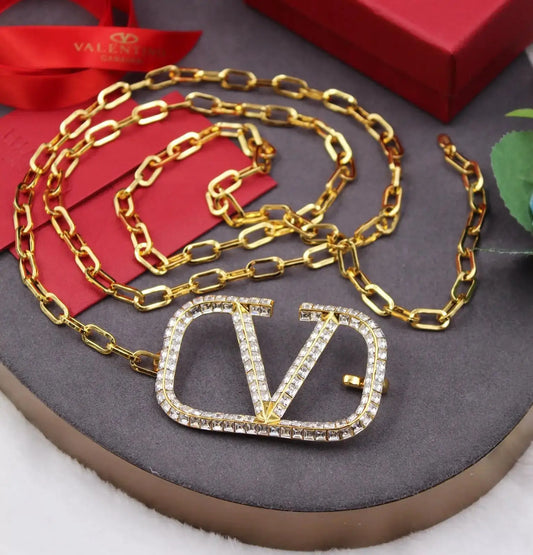 Valentino Jewelry | VLogo Signature Chain Set Gold Crystals