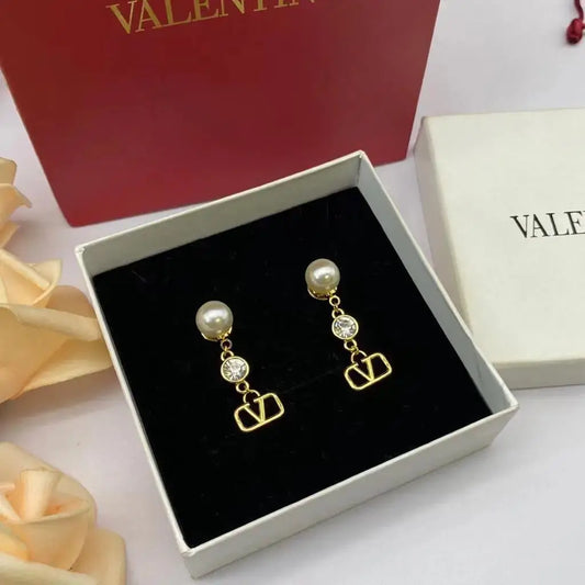 Valentino Jewelry | VLogo Signature Pearl Drop Earrings Gold