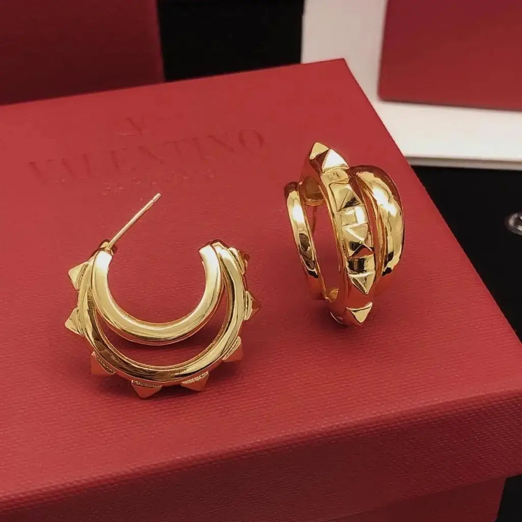 Valentino Jewelry | Rockstud Double Hoop Earrings Gold