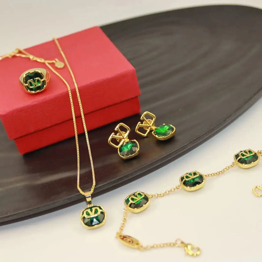 Valentino Jewelry | VLogo Signature Emerald Crystal Gold Collection